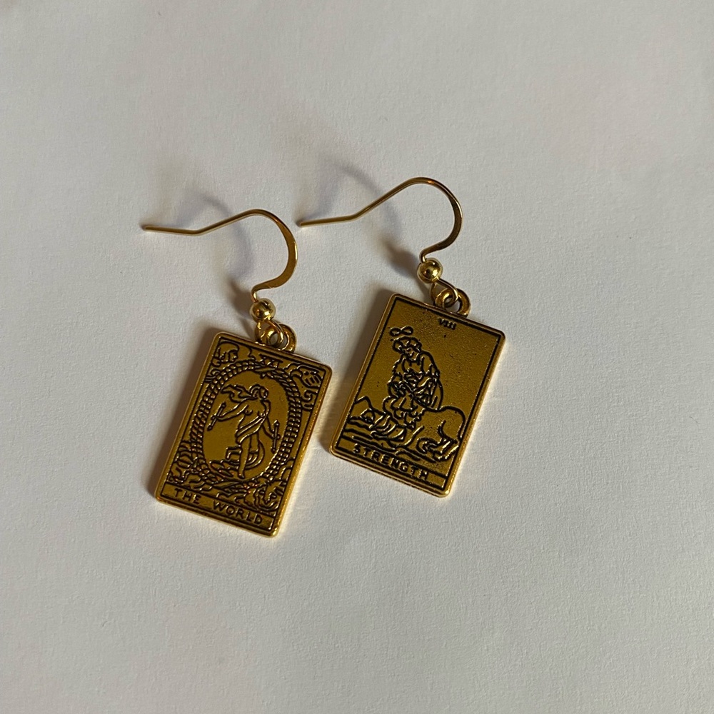 Gold Tarot Card Earrings